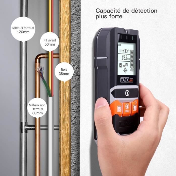Acheter PDTO 5in1 détecteur de goujons mur détecteur de métaux capteur mural  Scanner bois AC fil tuyau métal