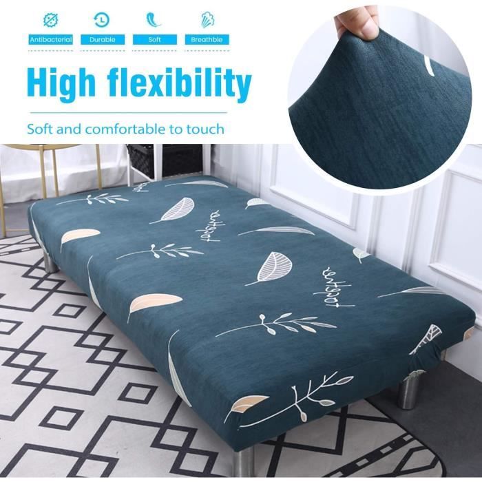 Housse Extensible Pour Canapé Lit/clic-clac Sans Bras - Tissu Imperméable, Lavable Machine - Couleur Vert émeraude, Pour Longueur 160-190 Cm