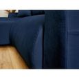 Canapé d'angle réversible Camelia - 4 places - convertible avec coffre et poches - en velours - Bleu nuit-3