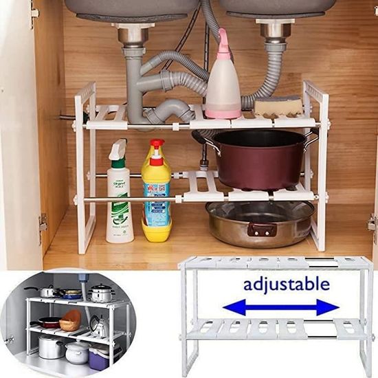 Ums Lot De 2 étagères Empilables En Plastique Blanc Pour Armoire De Cuisine, étagère De Congélation, étagère De Rangement Utilisable Pour Vos épices, Réfrigérateur, Garde-manger (30,5 X 28 Cm