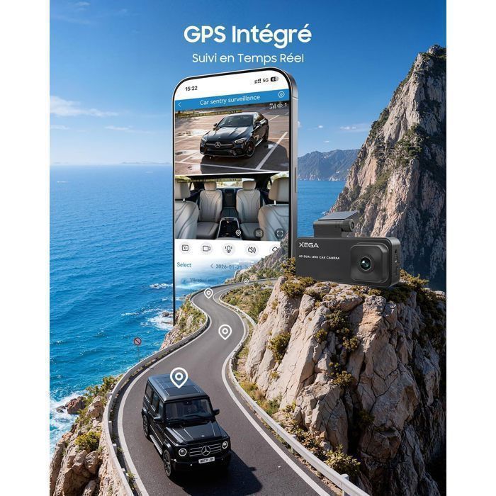 Caméra Surveillance Extérieure 4G LTE XEGA - 2K HD, Solaire, Détection Humaine PIR, Batterie 7800mAh