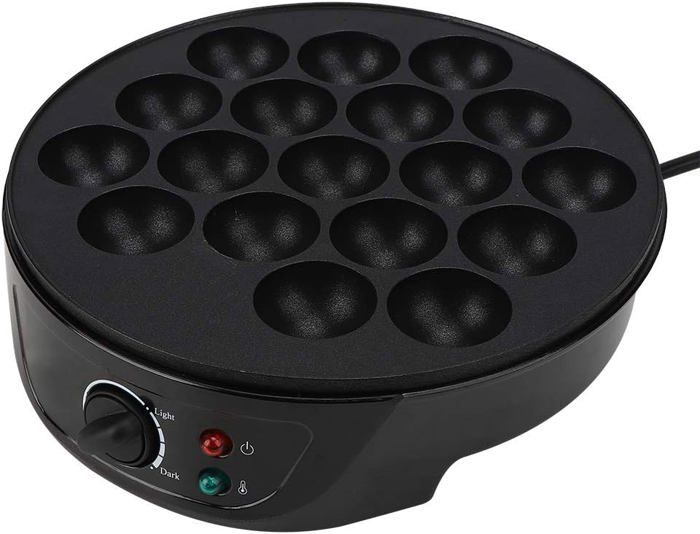 Poêle Takoyaki/Crêpes 14 Trous En Fonte – Sans Revêtement, Antiadhésive Naturelle – 19 Cm – Poignée Bois