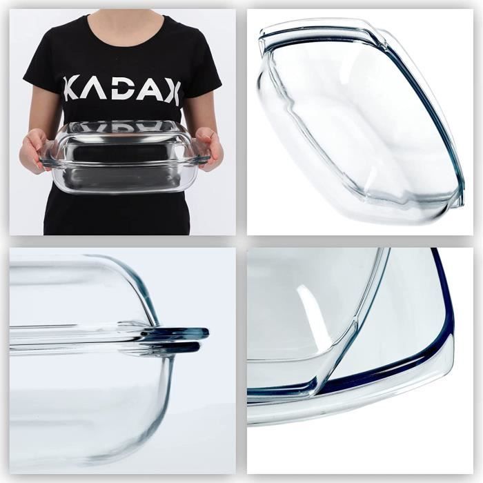 Plat à Gratin En Verre LDXDRU Avec Couvercle - 1,5 L, Résistant Au Four, Micro-ondes Et Plaques