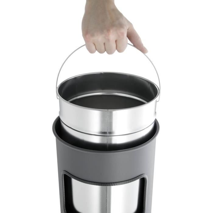 Cendrier Mural Métal 4 Litres - Bac Amovible Avec 2 Clés - Pour Intérieur Et Extérieur Protégé - Couleur Argent