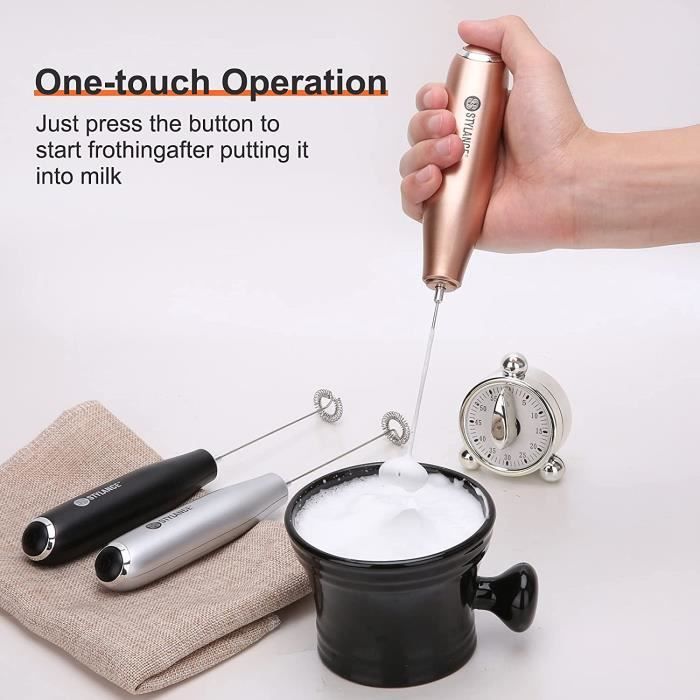 Mousseur à Lait Portable Kitchen – Fouet électrique Inox Pour Café – Batterie Incluse