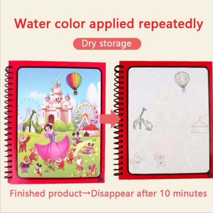 Livre de dessin d'eau magique Tableau de griffonnage réutilisable d'eau Livre de dessin d'eau magique Tableau de griffonnage réutilisable d'eau