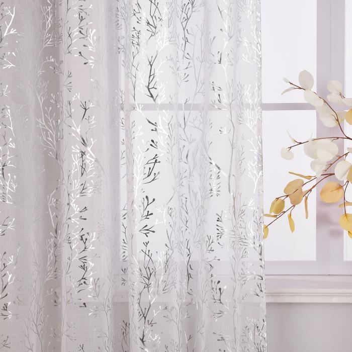 Voilage Fenêtre GARDINIA 60x120cm - Imprimé Argenté Translucide, Polyester