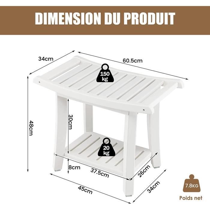 Grand Tabouret De Salle De Bain - Distrieur, porte savon et gobelet