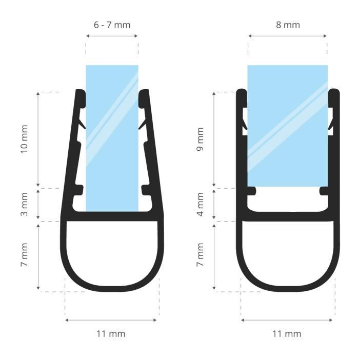 Joint d'étanchéité pour douche STEIGNER - 100cm - verre 6-8mm - courbé