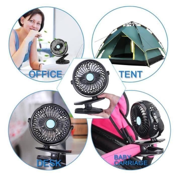 Mini Ventilateur Portable Poussette 500 MAh - 720° Rotation, 4 Vitesses, Clip & Recharge USB, Forme Pieuvre Pour Bébé, Bureau, Voiture