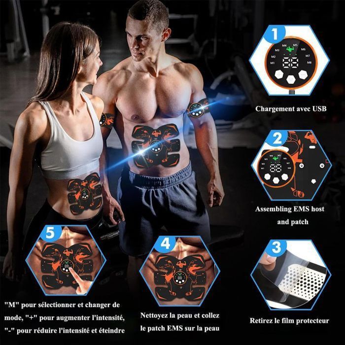 Electrostimulateur Musculaire EMS Ceinture Abdominale Bras Et