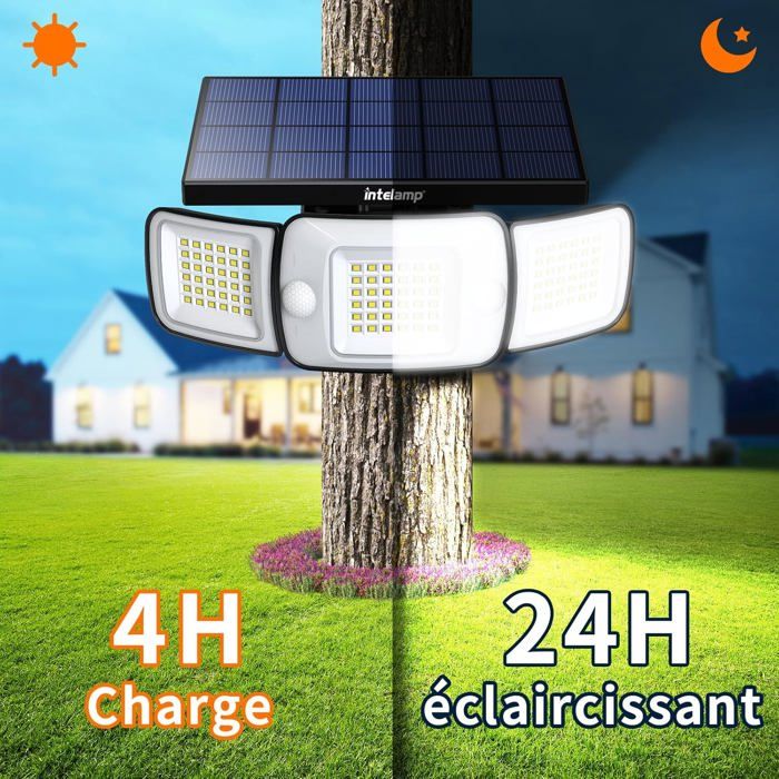 Lampe Solaire Avec Détecteur De Mouvement - Clip étanche, Rechargeable USB-C, Lumière Blanche/chaude - Pour Jardin, Camping, Allée