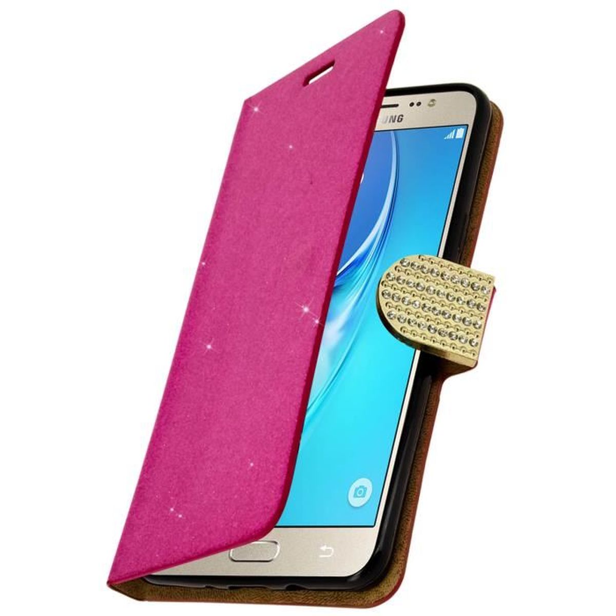 Etui portefeuille Samsung Galaxy J7 2016 Strass et paillettes ...
