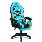 ALFORDSON Chaise Gaming Chaise de Bureau avec LED et Massant 8 Points Cyan Noir