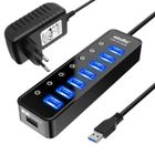 Hub USB 3.0 - Atolla - 7 Ports - Alimentation Externe 5V/4A - Interrupteurs Indépendants - Noir