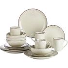 Vancasso, Série Navia, Service de Table en Céramique, 16 Pièces, Assiette Faïence Style Moderne-Beige