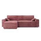 BAÏTA Canapé d'angle MARIUS convertible velours côtelé vieux rose