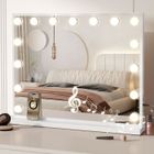 Dripex Miroir de Maquillage Lumineux 15 Ampoules LED avec Bluetooth Miroir Coiffeuse Holleywood Luminosité Réglable 58 x 46