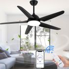 KOTEZU Ventilateur Plafond avec Lumiere Réversible, 52 Pouces avec Moteur à Courant Continu et Télécommande, Noir, 5 Pales, Salon Chambre