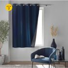 L’EFFET PAPILLON Lot de 2 rideaux à œillets 140 x 180 cm 100% occultant thermique - Modèle Crépuscule Bleu