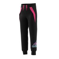 Jogging Fille Adidas LG FL KN PNT - Noir/Rose - Coupe Slim - Taille élastique