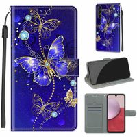 Coque Pour Samsung Galaxy A14/A14 5G 6.6" Housse Téléphone Magnétique [Papillon bleu pattern] PU étui Flip en Cuir cover case -