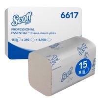 Essuie-mains enchevêtrés Scott Essential 6617 - 15 x paquets de 340 essuie-mains (5100 au total)