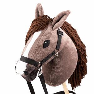 JEU D'ADRESSE Cheval bâton Hobby Horse Marron avec licol et rêne