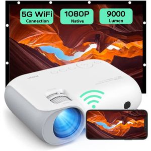 Vidéoprojecteur Vidéoprojecteur WiFi - Projecteur Portable WiFi 5G/2.4G Dual-Band - Full HD 1080P Natif - Blanc - YOTON