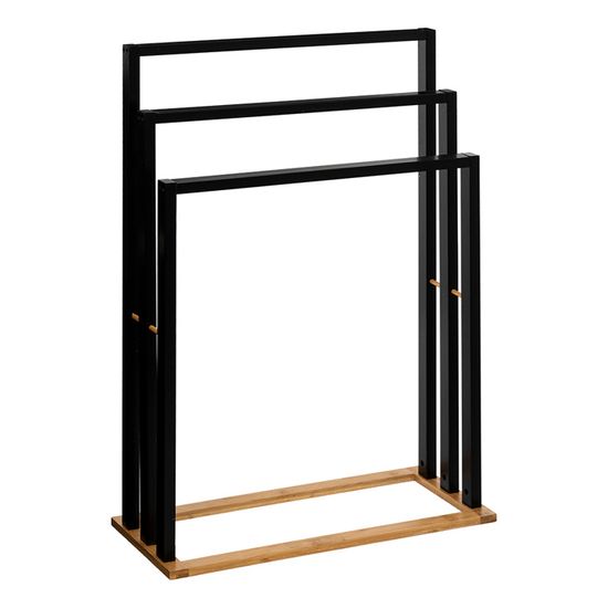 Porte-serviettes De Table - Noir, Base En Bois Et Support En Fer, 18x18x7 Cm, Pour Salle à Manger Et Cuisine