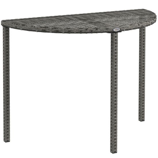 Table de balcon demi - ronde 100 x 50 x 74 cm table de jardin en rotin ...