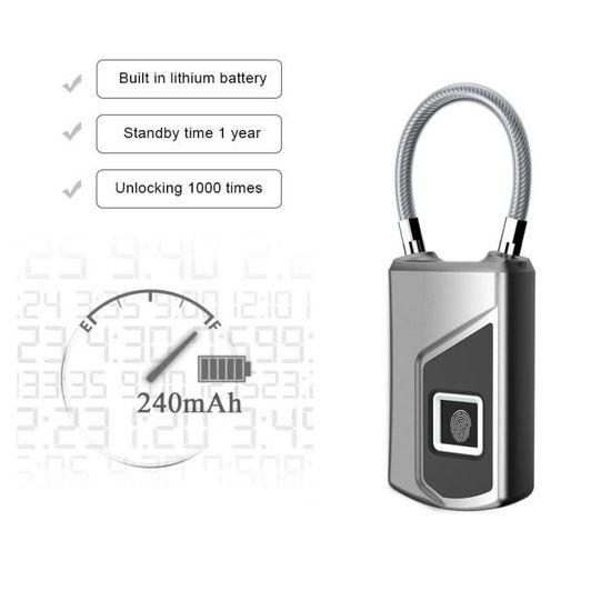Cadenas à Empreinte Digitale Dissimulé Avec Capteur D