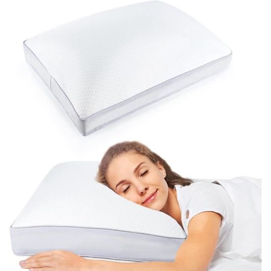 Oreiller Ergonomique Cervical INFANZIA En Mousse à Mémoire De Forme - 54x40x16cm, Housse Lavable, Certifié Oeko-Tex