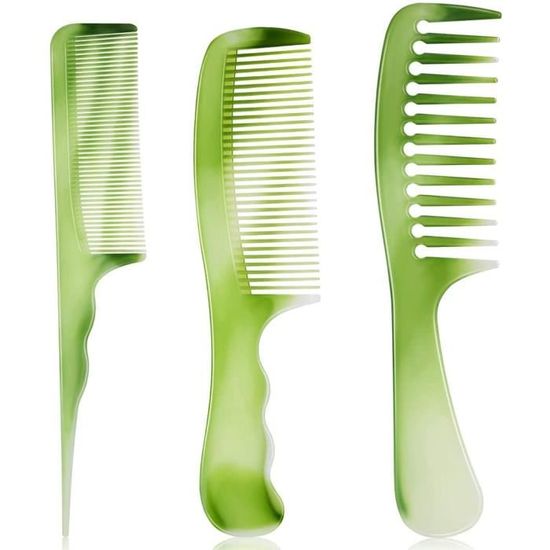 Peigne à Dents Larges, Manche Rond Noir Et Rose - Accessoire Cheveux Pour Tous Types