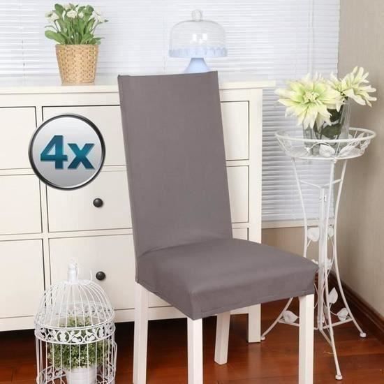 Paquet de 4,Blanc Housse de chaise Décor 4 pièces housse de chaise Stretch-Housse Couverture de chaise de matériau spandex élastique pour un ajustement universel très facile à nettoyer et durable 