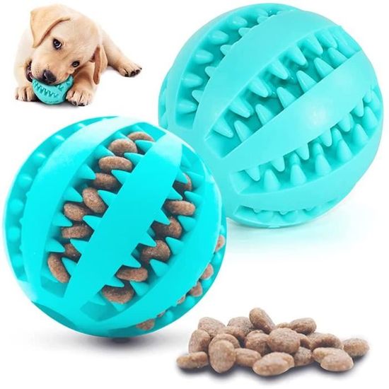 2 Jouet Chien Balles, Pet Exercice Jeu Jouet Puppy Ball, pour Nettoyer Les Dents et Les Jeux Chiot pour Petit Moyen Chien (Bleu)