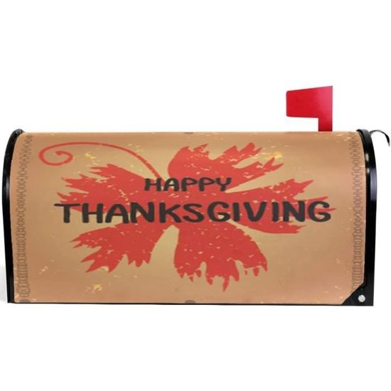 Happy Thanksgiving Mailbox Cover Magnétique,Feuille D'érable Rouge