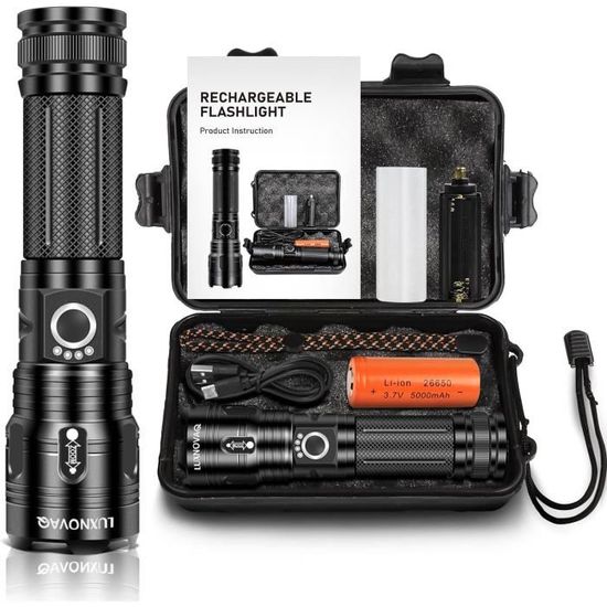 Lampe Torche LED Rechargeable 20000 Lumens Shadowhawk - Super Lumineuse, Neuf