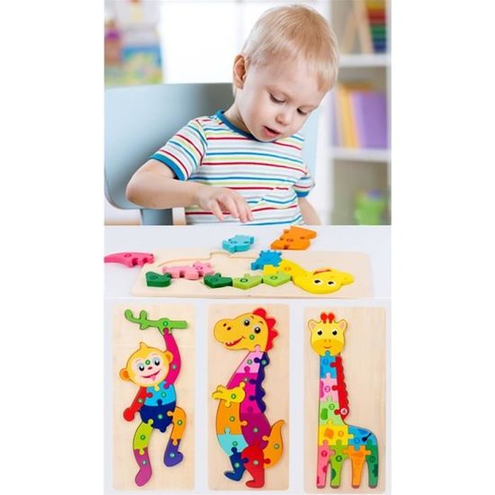 Puzzle En Bois à Encastrements Goki - Bébés Animaux De La Ferme - 8 Pièces - Éducatif Pour Jeunes Enfants
