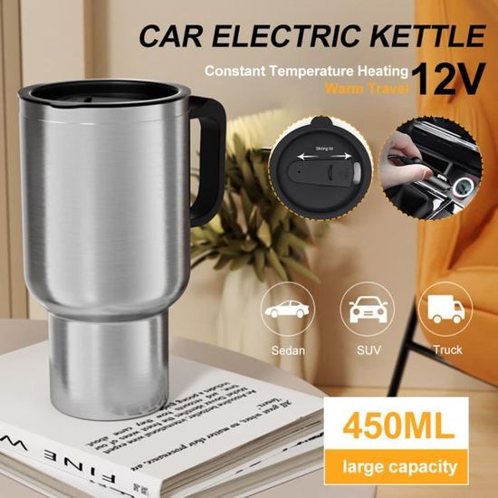 Tasse chauffante voiture 12V 450ml, mug de voyage électrique GOURDE - Auto