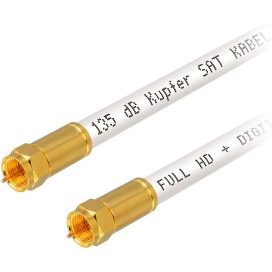 Câble Coaxial PremiumX PROFI 135 DB 100m – 5 Blindages Cuivre Pur + 10 Fiches F Dorées, Idéal 4K 8K SAT TV Antenne Ultra HD