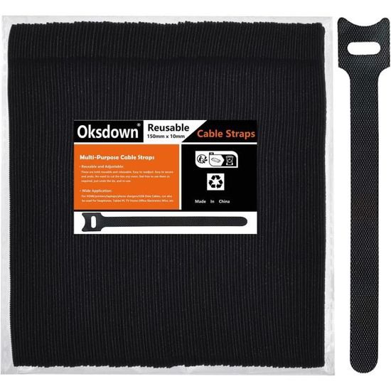 100 Pcs Scratch Serre Câble Bande Réutilisable 150mm X 12.5mm - Noir
