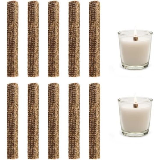 Mèches Bougie Naturelle Kit DIY Bougies - 61m De Mèche Naturelle + Supports Métal/Bois + Autocollants | Pour Création Bougies Maison Kit Pour Faire Des Bougies