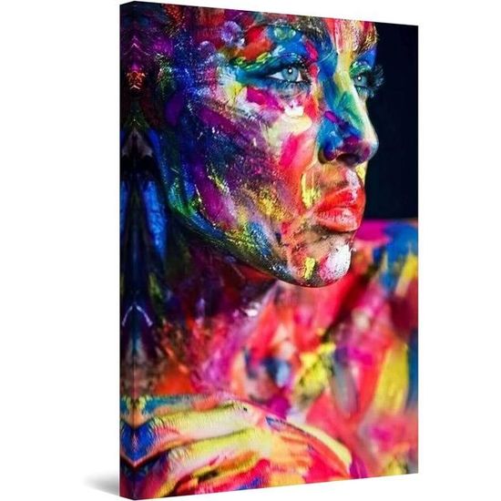 Startonight Tableau Lumineux Toile Femme Rouge Dans Le Mur – 80x120 Cm, Double Vue Jour/Nuit, Déco Moderne Salon