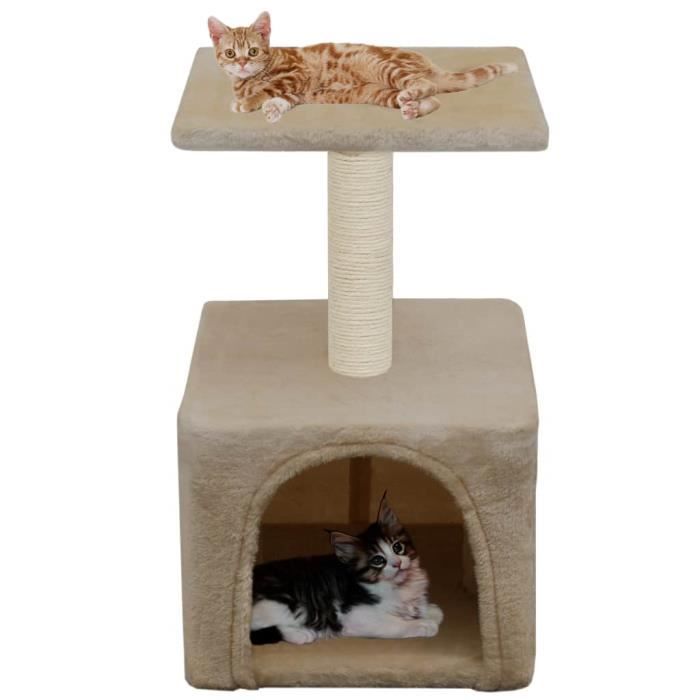 *38925 Arbre à chat - Maison pour Chat Tour à Chats - avec griffoirs en sisal 55 cm Beige
