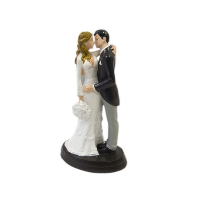 FIGURINE RÉSINE COUPLE MARIÉS SEMBRASSANT 16CM Multicolore