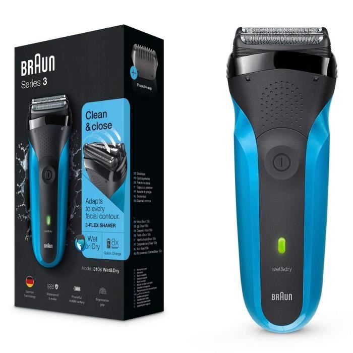 Braun Series 3 310s Wet & Dry Rasoir Électrique Rechargeable pour Homme, Bleu