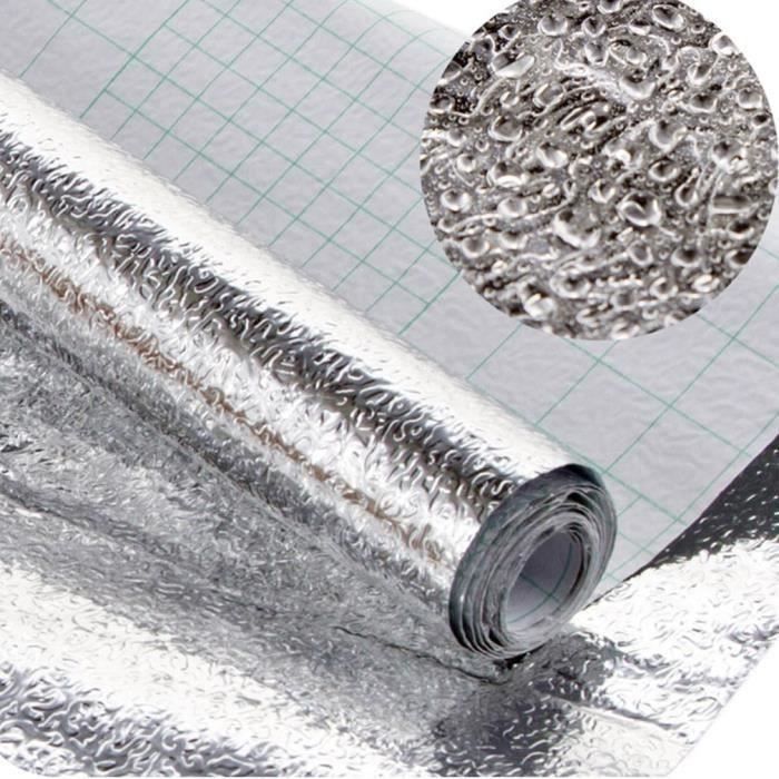 Feuille d'argent papier-cuisine autocollants auto-adhésifs cuisine feuille d'aluminium huile preuve étanche cuisinière 0,4x3m