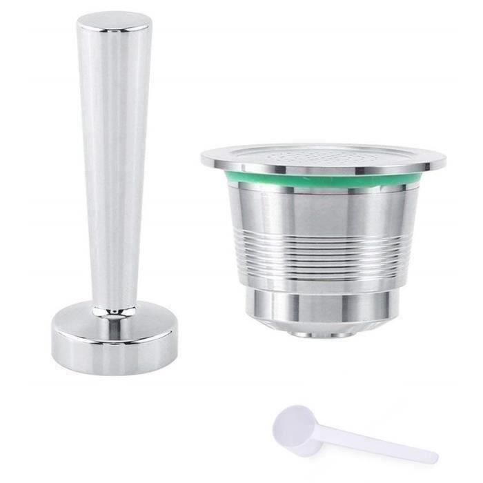 Kit Tamper à café pour Nespresso machine à café en inox + Capsule rechargeable de machine café nespresso en inox - Par KENSON S0BA0B