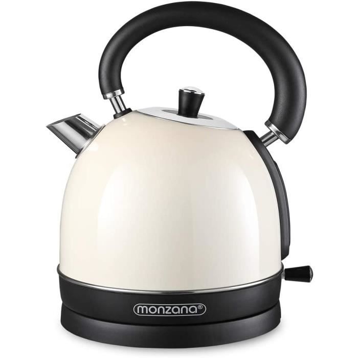 Bouilloire électrique 1,8 L crème en acier inoxydable inox 2200 W Design retro vintage cuisine